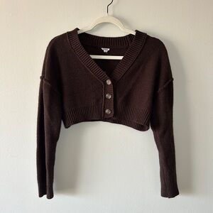 Garage Brown Cropped Cardigan